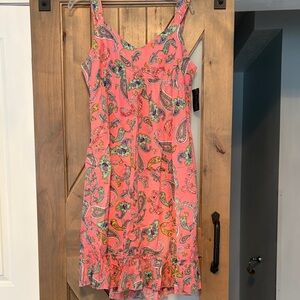 Sleeveless Pink Paisley Ruffle-Hem Women's Dress Size XL NWT